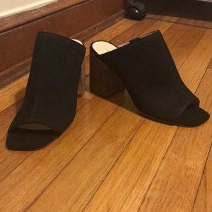 Brand new! Black suede peep toe wedges